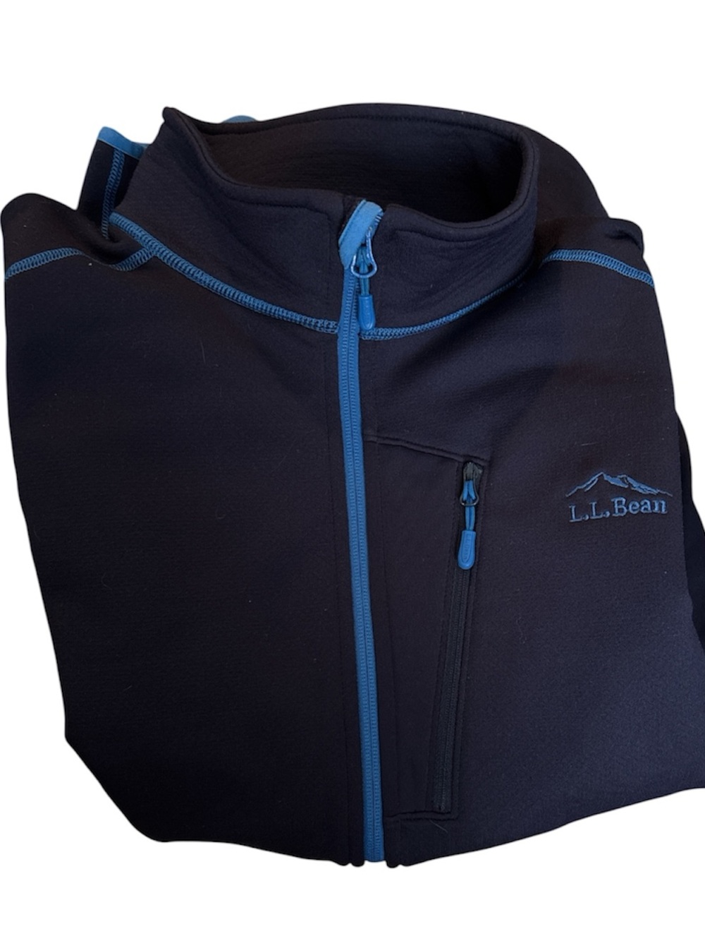 L.L. Bean Men's Prostretch Full Zip Jacket Large Blue Performance Fleece 293889